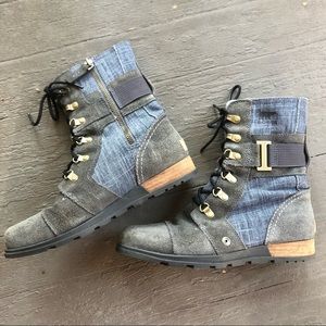 Sorel Major Carly Denim Lace Up Boots